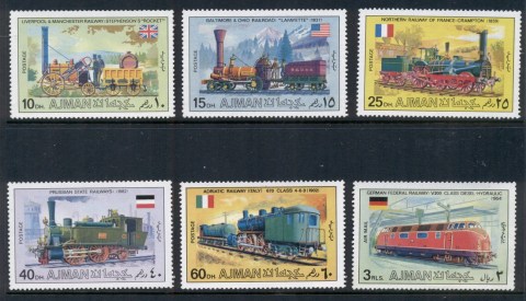 Ajman 1971 Mi#1197-1202 Old Locomotives