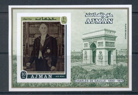 Ajman 1971 Mi#MS321B Charles de Gaulle IMPERF MS