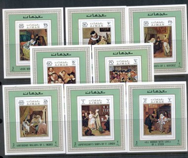 Ajman 1971 Mi#710-717 Charity Paintings 8x deluxe MS