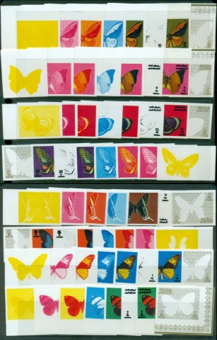 Ajman 1971 Mi#747-754 Butterflies, Insects Colour progressive proofs