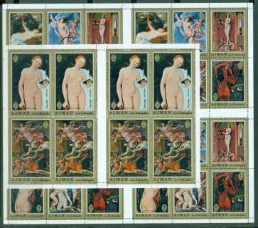 Ajman 1971 Mi#826-833 Paintings by Famous Masters 2xsheets