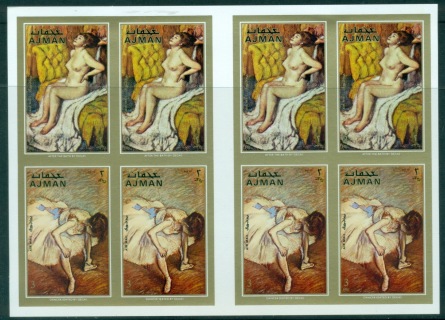 Ajman 1971 Mi#841-842B Paintings by Edgar Degas, French Impressionist sheetlet IMPERF