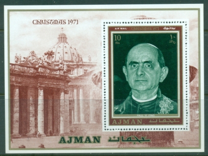 Ajman 1971 Mi#MS290A Xmas Popes MS