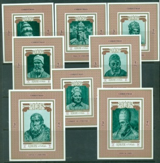 Ajman 1971 Mi#1001-1008 Xmas, Popes 8xDLMS