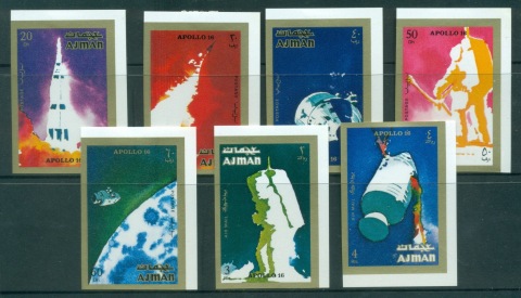 Ajman 1971 Mi#1014-1020B Apollo 16 Space Mission IMPERF