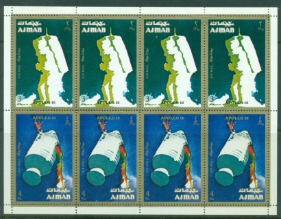 Ajman 1971 Mi#1019-1020 Apollo 16 Space Mission sheetlet