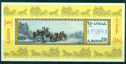 Ajman 1971 Mi#MS307 Stagecoach painting by John Charles Maggs MS