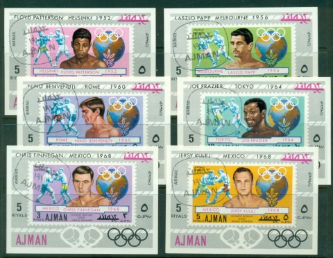Ajman 1971 Mi#1054-1059 Olympic Boxing Gold medallists 6xDLMS