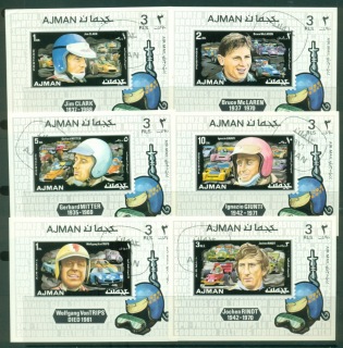 Ajman 1971 Mi#1067-1072 Racing Drivers Killed in Car Accidents 6xDLMS