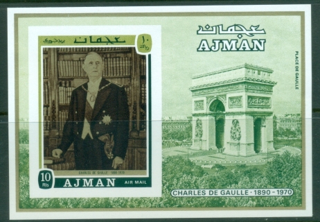 Ajman 1971 Mi#MS321A Charles de Gaulle MS IMPERF MLH