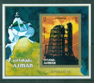 Ajman 1971 Apollo 16 SpaceLaunch Pad IMPERF MS