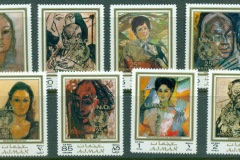 Ajman 1971 Mi#718-725 paintings by Alexander Rutsch, Opt.in gold UNO 25th Anniversary
