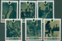 Ajman 1971 Mi#794-799 Ludwig van Beethoven 200th Birth Anniversary