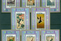 Ajman 1971 Mi#809-816 Exotic Birds, paintings by Ando Hiroshige & Katsushika Hokusai 8xDLMS