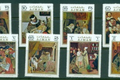 Ajman 1971 Mi#925-932 Charity paintings by Famous Masters, Opt. International Lions Club Emblem in gold