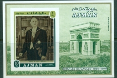 Ajman 1971 Mi#MS321A Charles de Gaulle MS IMPERF MLH