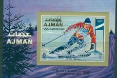 Ajman 1971 Mi#MS322B Winter Olympics, Skiier, Opt Rotary International in silver MS IMPERF