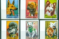 Ajman 1971 Mi#1203-1208B Dogs IMPERF CTO
