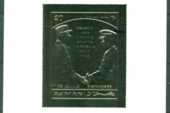 Ajman 1971 Mi#MS293 Charles de Gaulle, First memorial Anniversary gold foil embossed MS