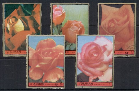 Ajman 1972 Mi#1734-1738 Flowers, First Lady Roses Part I