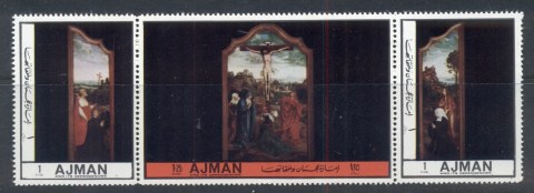 Ajman 1972 Mi#2466-2468 paintings of the Crucifixion str3