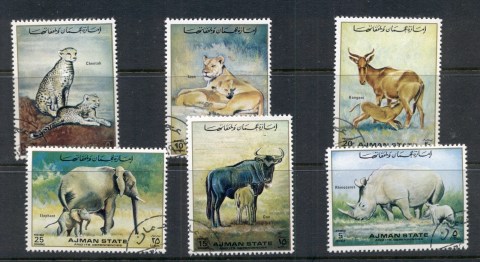 Ajman 1972 Mi#1405-1410 African Fauna Mothers & young