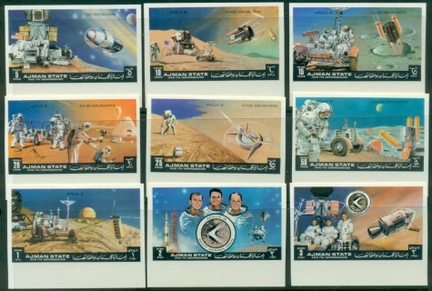 Ajman 1972 Mi#1254-1262 Apollo 15, Future Space Projects IMPERF