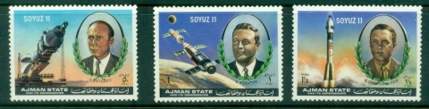 Ajman 1972 Mi#1264-1266 Soyuz 11, In Memoriam