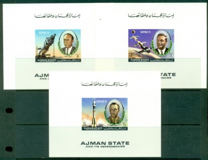 Ajman 1972 Mi#1264-1266 Soyuz 11, In Memoriam 3xDLMS white background