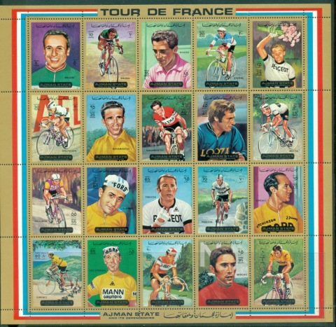 Ajman 1972 Mi#1351-1370 Tour de France Cycling sheet