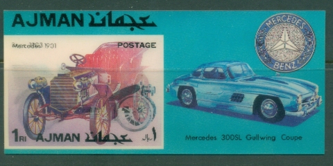 Ajman 1972 Mi#MS376 Traditional & Moderm Automobiles, 3d plastic coated MS