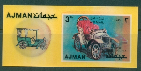 Ajman 1972 Mi#MS377 Traditional & Moderm Automobiles, 3d plastic coated MS