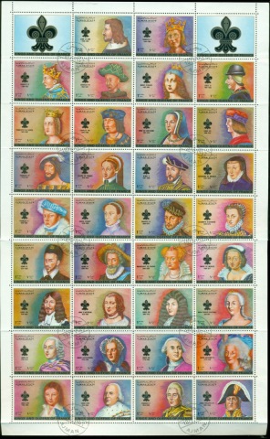 Ajman 1972 Mi#1470-1503 Kings & Queens of France sheetlet