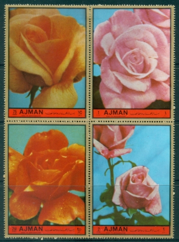 Ajman 1972 Mi#1669-1672 Flowers, Famous Roses