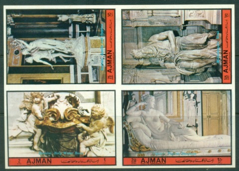 Ajman 1972 Mi#1711-1714B Sculptures of the Italian Renaissance IMPERF