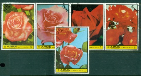 Ajman 1972 Mi#1769-1773 Flowers, Lover's Roses