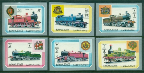Ajman 1972 Mi#1850-1855B Locomotives IMPERF
