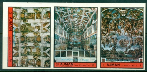 Ajman 1972 Mi#1874-1876B Sistine Chapel IMPERF