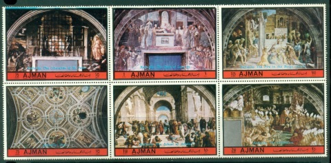 Ajman 1972 Mi#1881-1886 Frescoes by Raphael