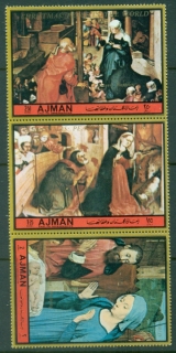 Ajman 1972 Mi#1937-1939 Xmas paintings by Old Masters