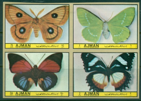 Ajman 1972 Mi#1982B Night Butterflies block4 IMPERF
