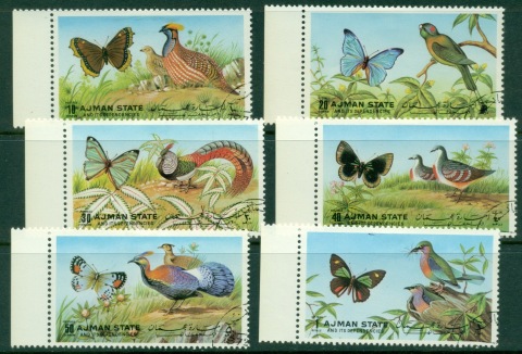 Ajman 1972 Mi#2029-2034 Butterflies & Birds