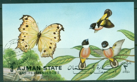 Ajman 1972 Mi#MS438 Butterflies & Birds MS