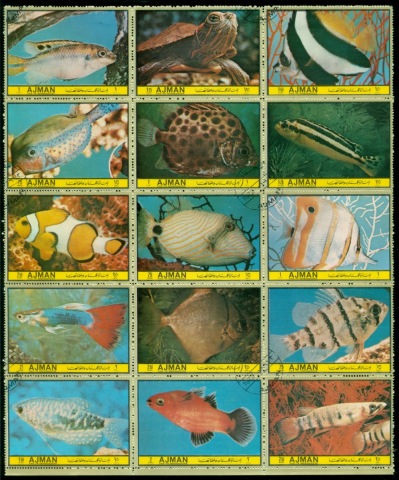 Ajman 1972 Mi#1739+ Marine & Freshwater Fish block 15