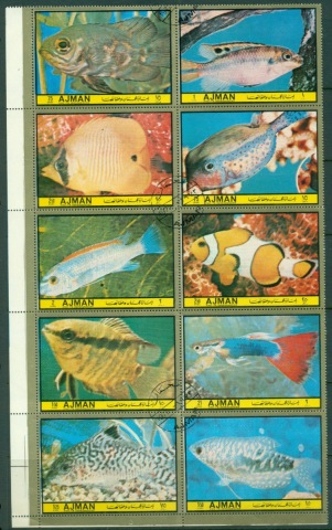 Ajman 1972 Mi#1758+ Marine & Freshwater Fish block 1