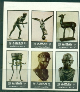 Ajman 1972 Mi#2064-2069B Ancient Bronze Sculptures IMPERF