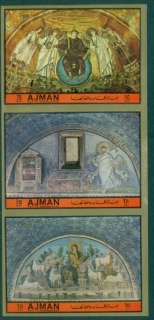 Ajman 1972 Mi#2148-2150B Xmas, Art in Ravenna IMPERF