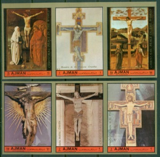 Ajman 1972 Mi#2163-2168B Crucifixes IMPERF