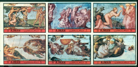 Ajman 1972 Mi#2234-2239B Paintings by Michaelangelo IMPERF