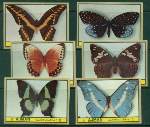Ajman 1972 Mi#2385-2390B Insects, Rare Butterflies IMPERF